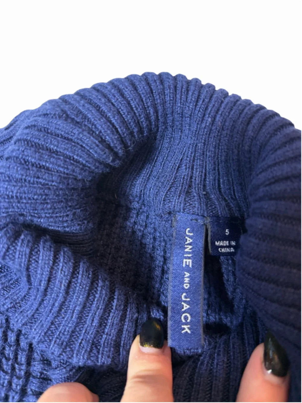 Janie and Jack Boys Navy Fisherman Knit Turtleneck Sweater Size 5